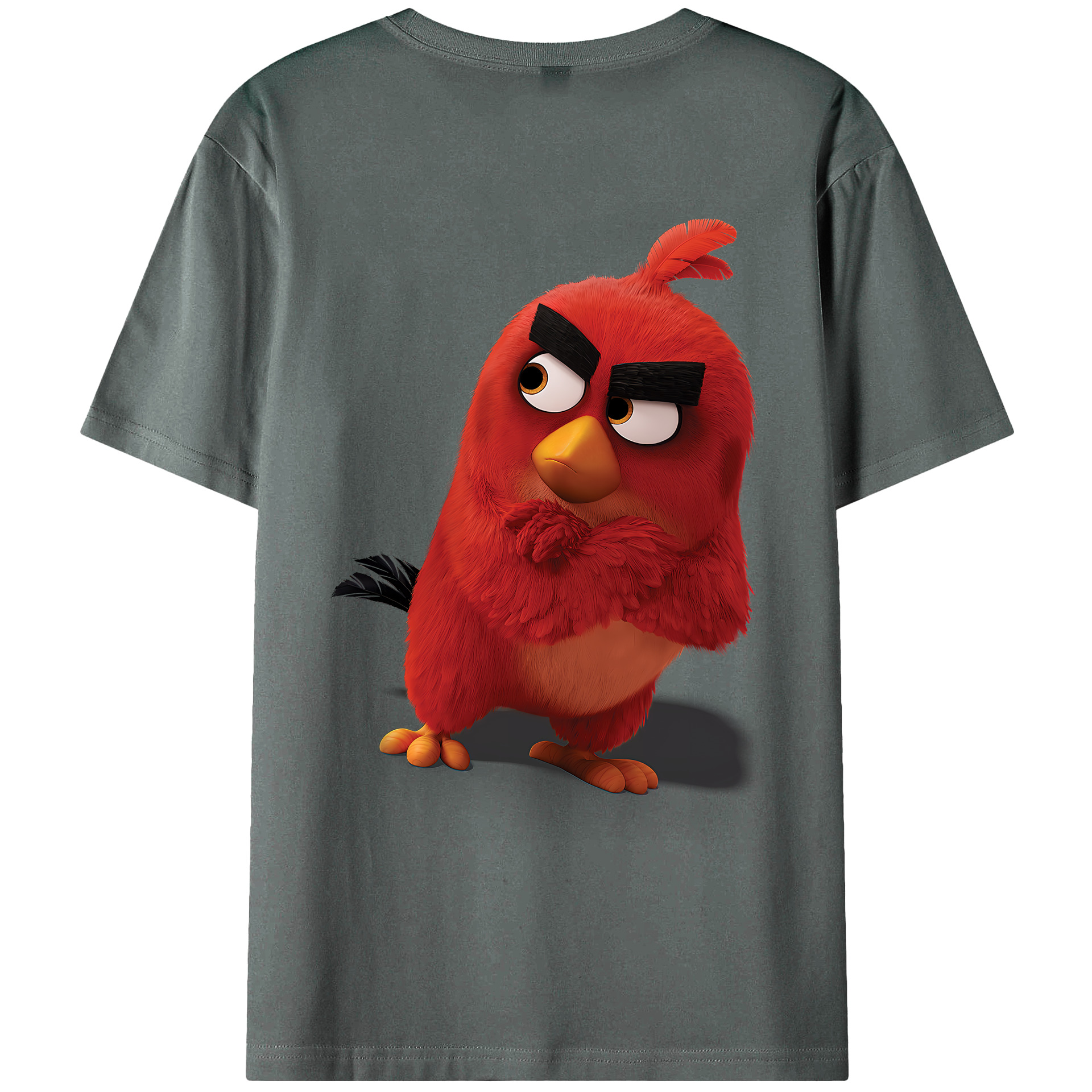 （画像用） Angry Birds アングリーバード 綿100％ メンズ半袖Tシャツ（バックプリント） 通気性